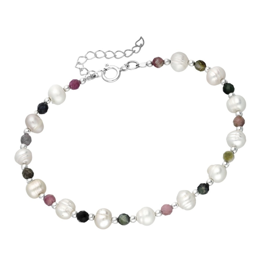 Freshwater Tourmaline Sterling Silver Bracelet - 7" with 1" extension